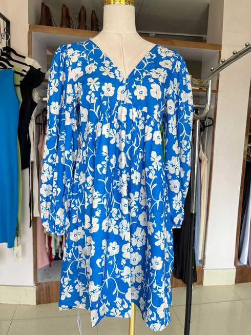 Women V-Neck Backless Long Latern Sleeves Flowy Short Dresses